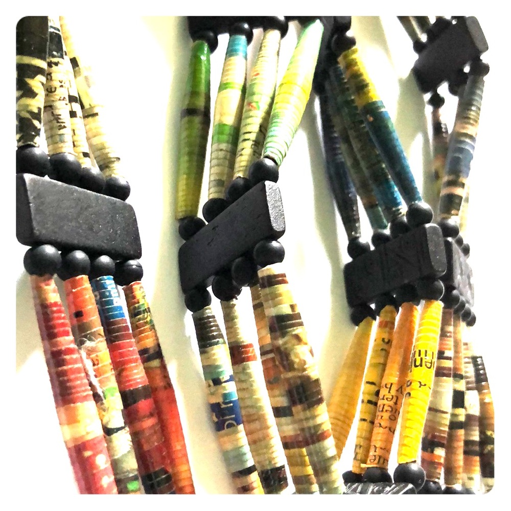 African recycled paper bead belt